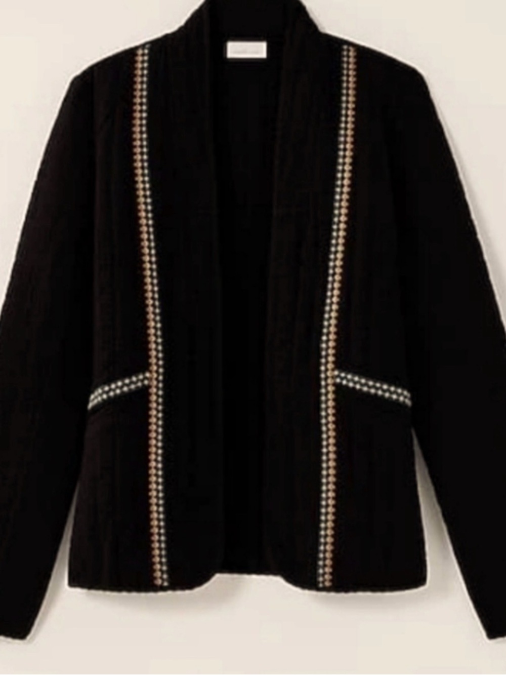 Pure J. Jill Quilted Black Jacket with Embroidery